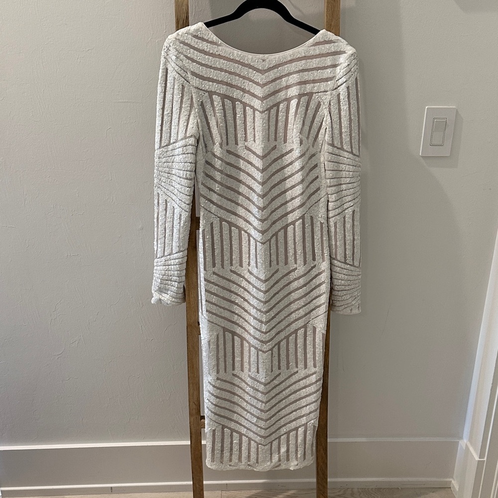 Elegant White Striped Dress